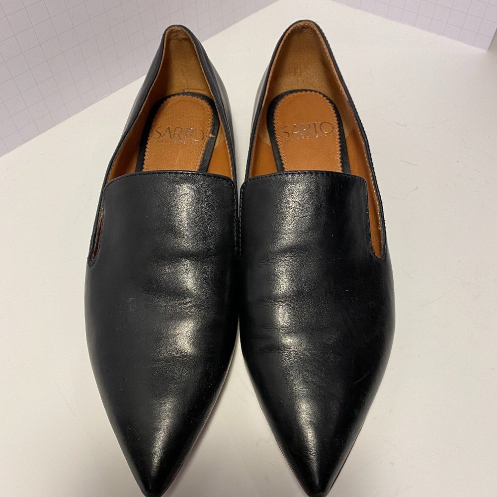 Sarto Black Leather Flats